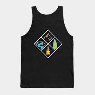 Rivers, Mountains, Forrest, Campfire, Hiking, Tank Top